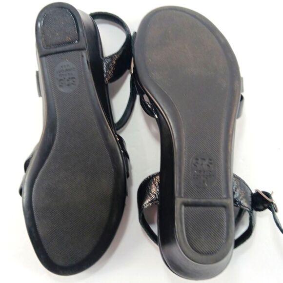 NWOT SAS Strippy Quarter Strap Wedge Black Sandals Womans 6 - Picture 5 of 13